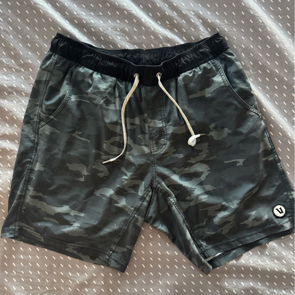 Vuori Camo Athletic Shorts - Black and Gray